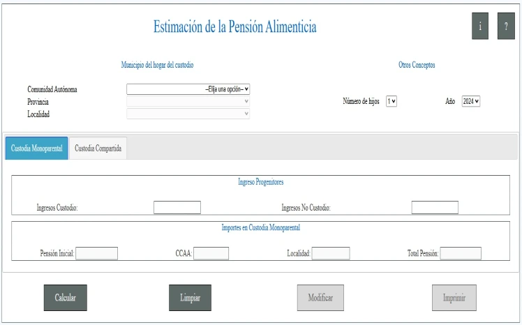 Calculadora pension de alimentos